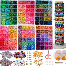 Clay Beads Bracelet Making Kit, 6 Boxes 20000 PCS 144 Colors Polymer Flat HEISH