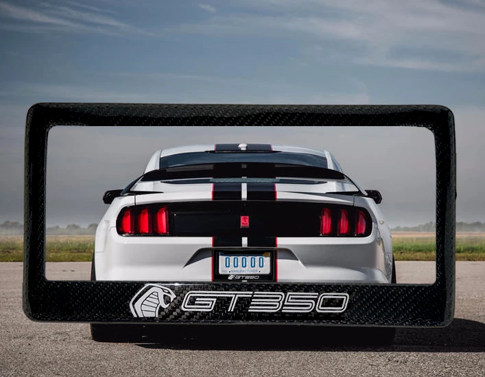 Shelby GT350 Mustang Real 3K Black 100 Carbon Fiber License Plate Frame