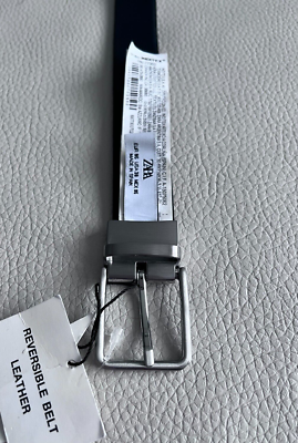 Zara Reversible Leather Belt with Twist Buckle - Made in Spain