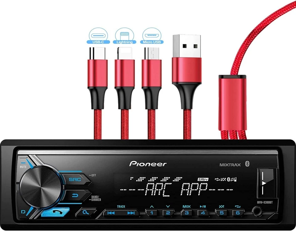 Pioneer MVH-X390BT Digital Media Receiver - Bluetooth Audio & USB Charging Cable - Image 3 of 4