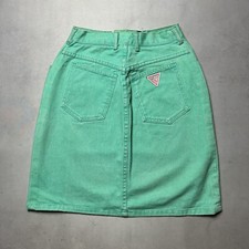 Vintage Guess Georges Marciana Denim USa Made Skirt Size 31 Green
