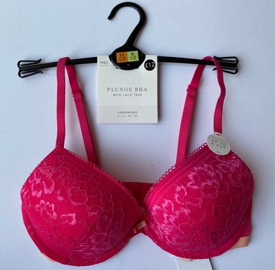 M&S COLLECTION FLORAL LACE UNDERWIRED PLUNGE BRA PADDED BNWT PALE PINK MIX M&S COLLECTION FLORAL LACE UNDERWIRED PLUNGE BRA PADDED BNWT PALE PINK MIX