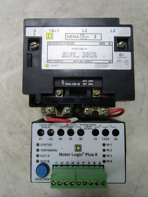  SQUARE D MOTOR LOGIC PLUS II SIZE 2 MOTOR STARTER 120V COIL 600V 8536SDO1H53S