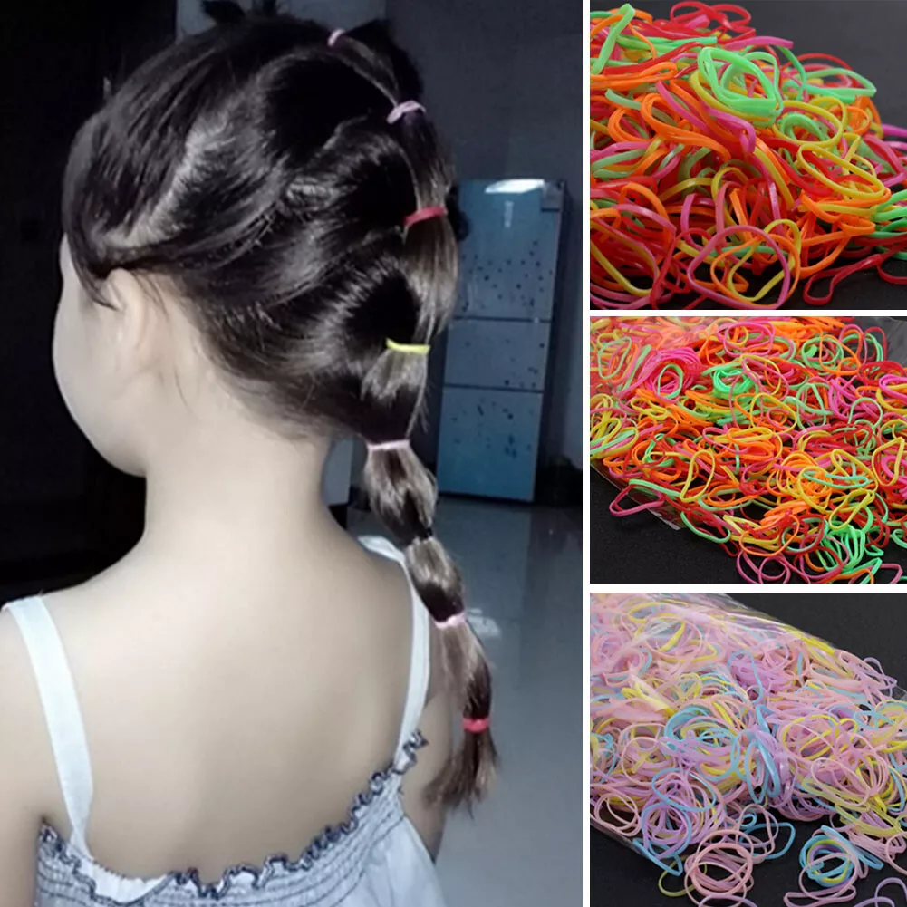 Multi Candy Color Baby Girl's Kids Hair Holder Hair Ties Elastic Rubber  Bands, 1000pcs Small circle Multicolor 1000pcs 