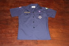 Boy Scouts of America BSA Youth Shirt Blue Medium Sewn Patches Short Sleeve