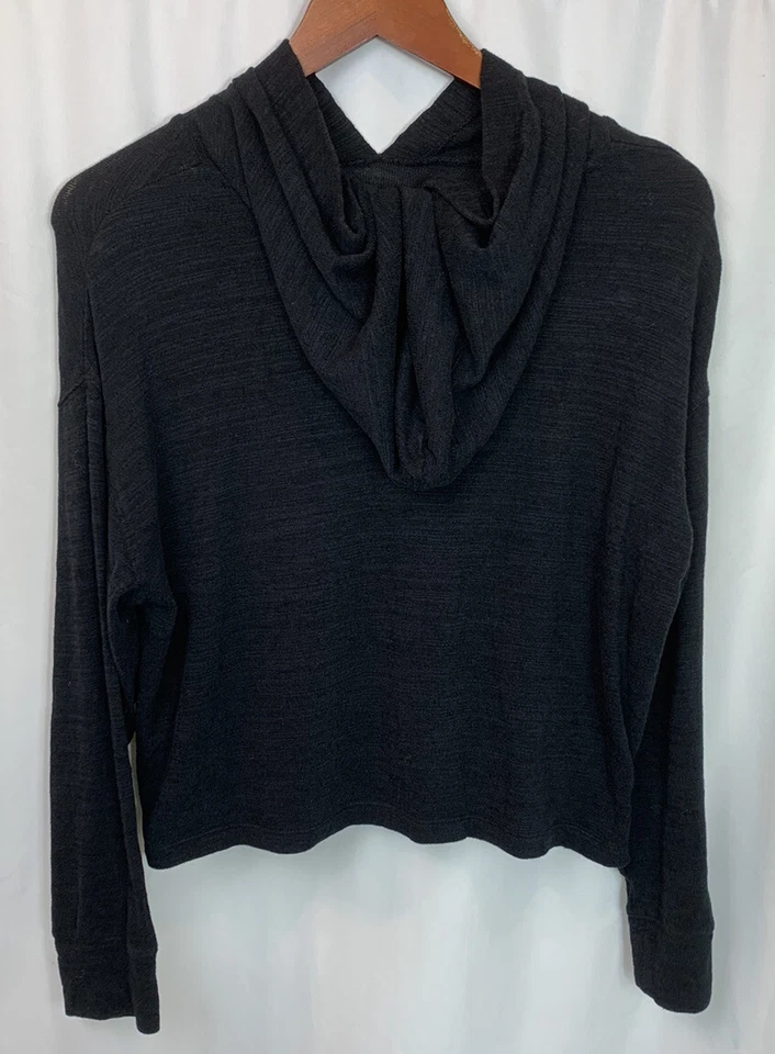 Acogedora sudadera con capucha recortada azul marino antigua para niñas talla XL 14-16 gris oscuro ropa activa Foto 3 de 4