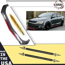 Front Bumper Lip Spoiler Splitter Body Kits Strut Rod For VW Jetta MK6 MK7