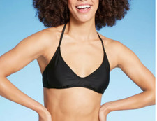 Women'sScoop Front Bralette Bikini Top - Wild Fable Black M: Stretchy, Adjustabl
