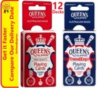 12 QUEEN'S Slipper 52's Playing Cards Decks Bridge Casino Quality 6 Blue 6 Red