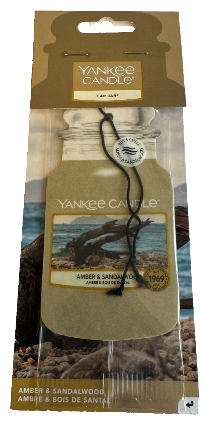 Yankee Candle 2D Car Jar Air Freshener Fragrance Scent - AMBER & SANDALWOOD