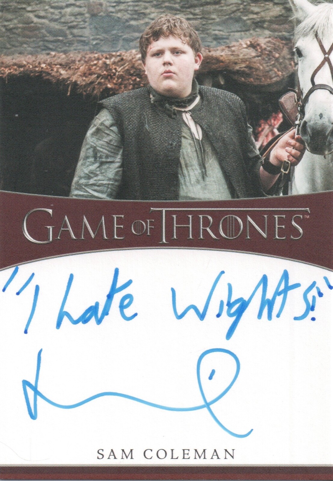 Game of Thrones Complete Series, Sam Coleman Inscription Autograph Card