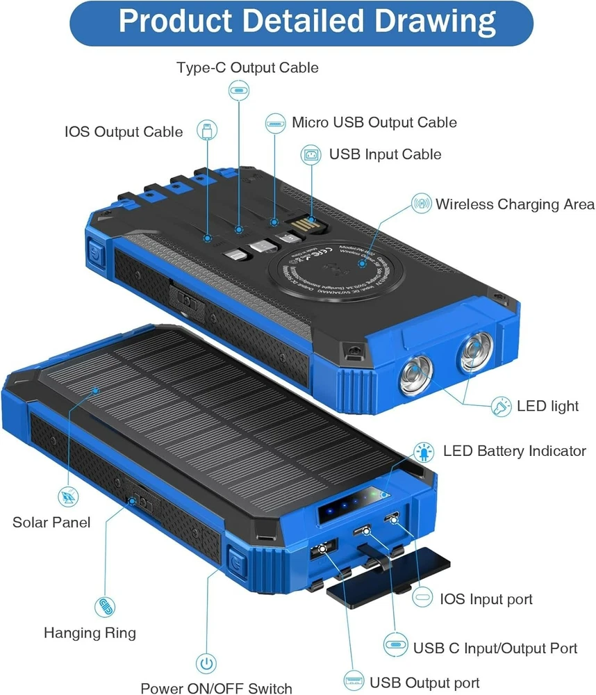 36000mAh Wireless Power Bank with Built-in 4 Cables, 6 Outputs, and 15W Fast Charging – Ultimate Portable Charging Solution for Multiple Devices 36000mAh Wireless Power Bank with Built-in 4 Cables, 6 Outputs, and 15W Fast Charging – Ultimate Portable Charging Solution for Multiple Devices