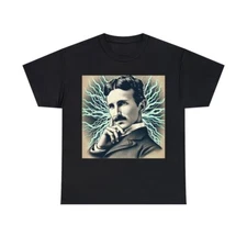 Unisex Adult T Shirt Retro Style Nikola Tesla Inventor Science Lover Cotton Tee