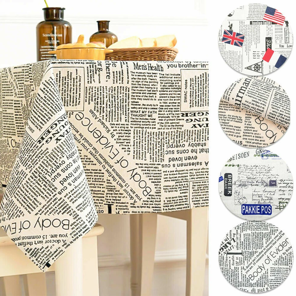 Retro Newspaper Print Fabric Cotton Linen DIY Handmade Sewing Textiles Material - Image 4 of 4