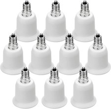 JACKYLED 10-Pack E12 to E26 E27 Adapter Chandelier Light Socket White