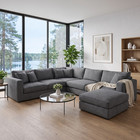 New Fabric Grey Corner 5 Seater Sofa Footstool Sharon Full Back Free Delivery