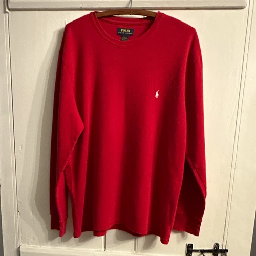 Polo Ralph Lauren Men's XL Red Knit Sleepshirt Logo Long Sleeve Crew Neck