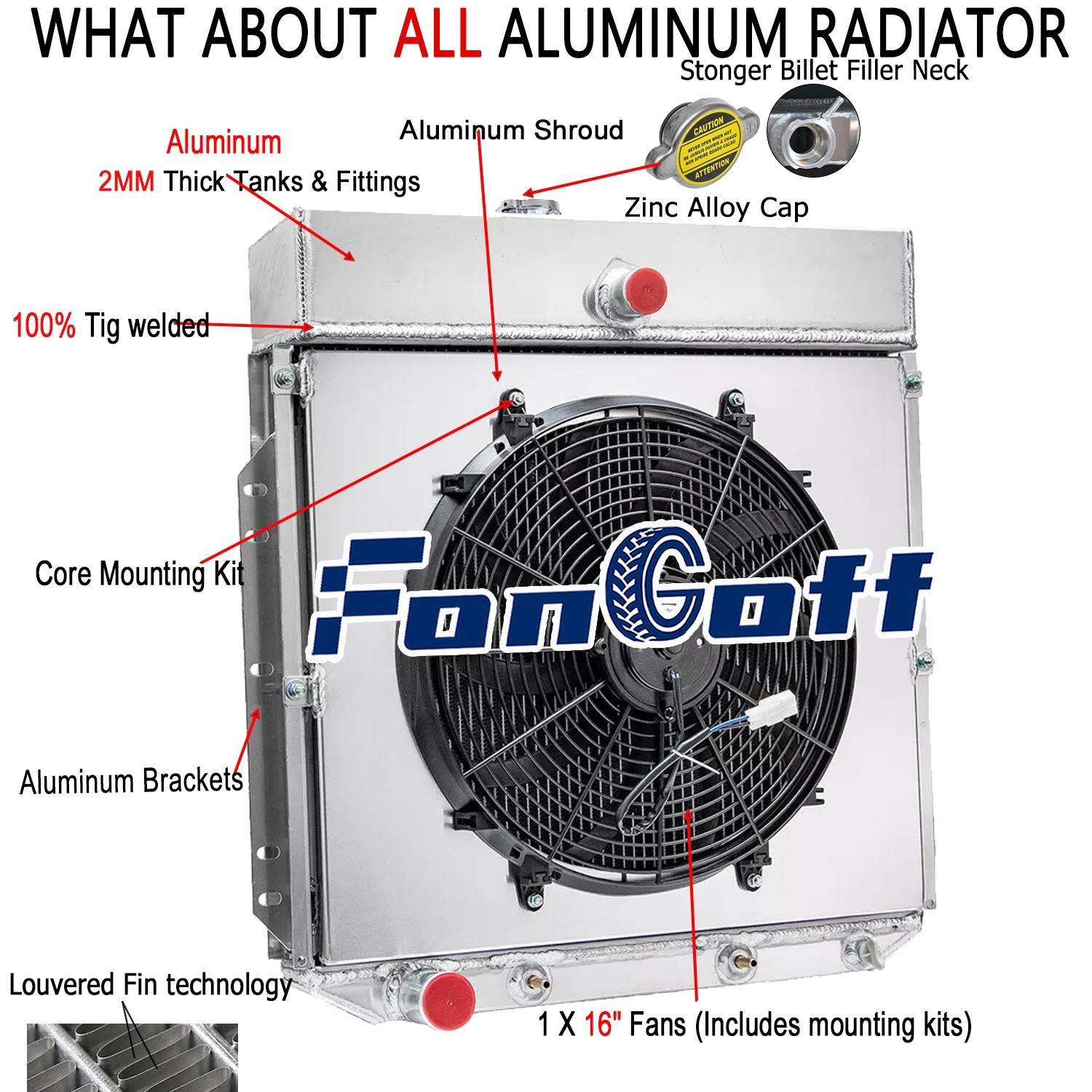 3 ROWS Radiator Shroud Fan Fit 1953-1956 1954 Ford F-100 F-250 F350 Pickup Truck
