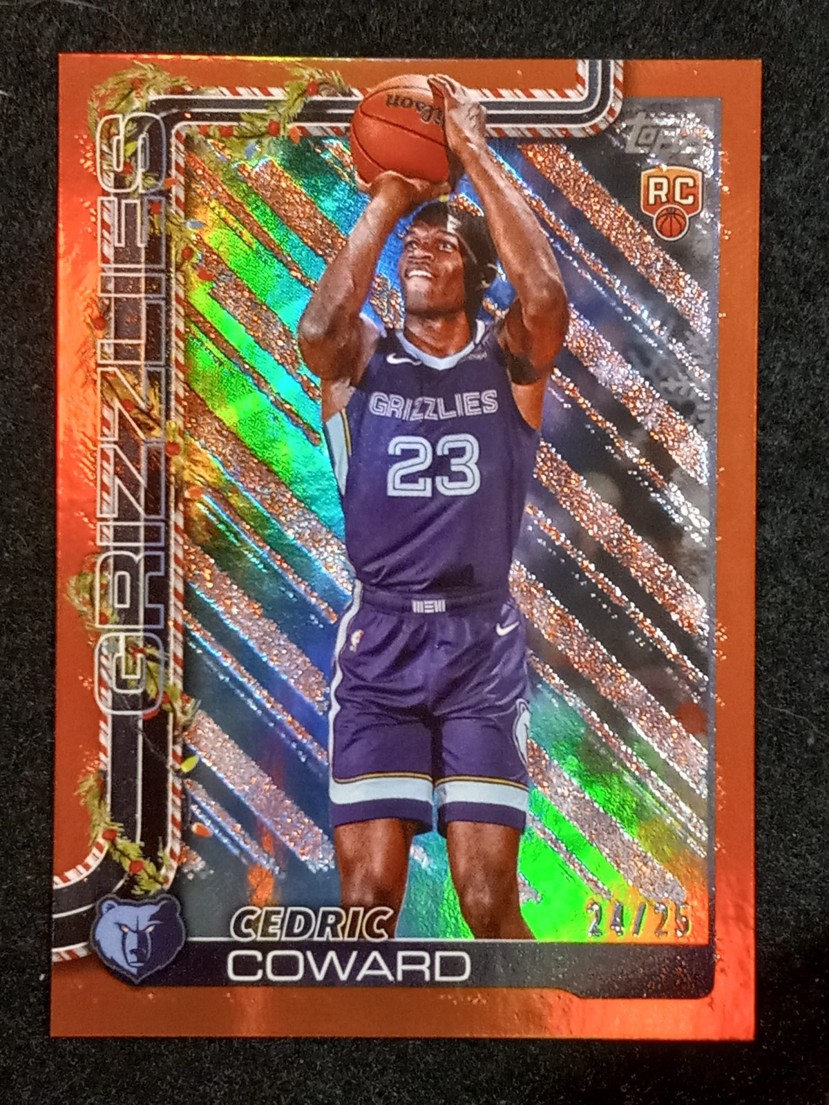 CEDRIC COWARD 2025 TOPPS HOLIDAY #H171 HOLIDAY METALLIC ORANGE GLITTER (RC) /25