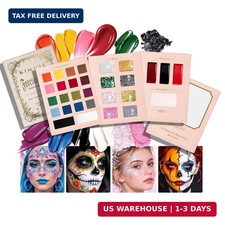 KIMUSE Halloween Face Body Paint Palette, 30 Colors SFX Makeup Kit with 18 Paint