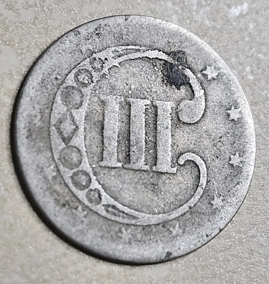 1852 Three Cent Silver Trime RARE CONTEMPORARY Bogus 3c - Image 4 of 4