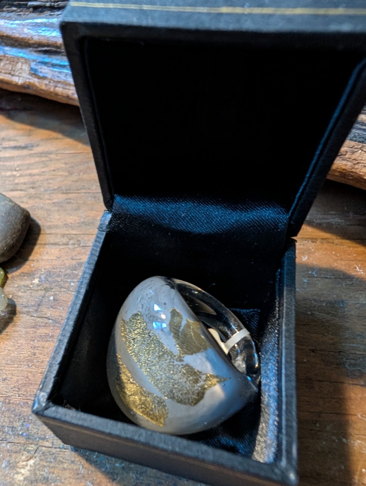 Golf leaf large Glass Murano ring - image 1