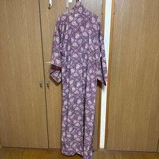 Vintage Purple Silk Kimono Set with Floral Pattern  Gradient Design,