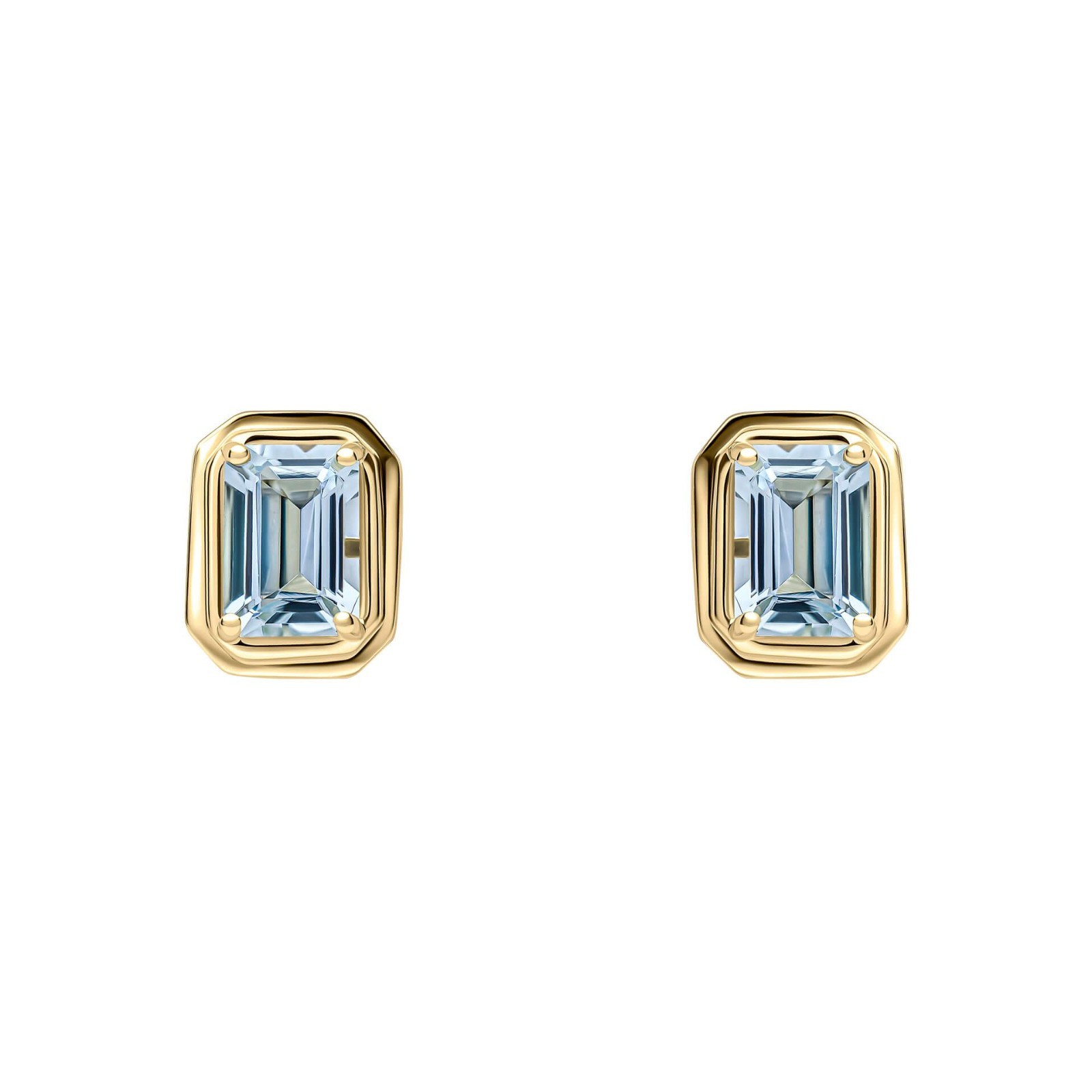 Elongated Aquamarine Pendant & Earrings Set 9ct Yellow Gold 375 Hallmarked