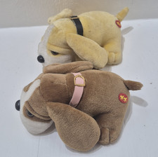 Lot of 2 Vintage Tara Toy Corp Kennel Kuddlees Plush Stuffed Dogs Puppies 1980s
