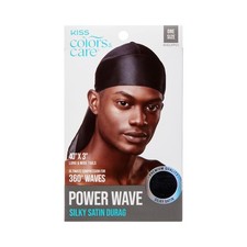 KISS COLORS  CARE Power Wave Silky Satin Durag - Black, Maximum Wave formati...