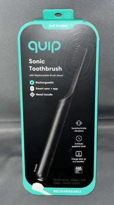 Quip Sonic Smart Rechargeable Metal Electric Toothbrush Soft Bristles Black New