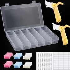 Embroidery Floss Organizer Box with 36 Compartments, 120 Bobbins & Winder Set