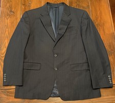 Burberry London Black Pinstripe 2 Button Blazer Jacket 100 Wool made in USA 42S