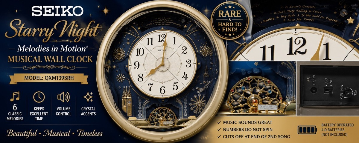 Seiko Starry Night Melodies In Motion Wall Clock for sale online