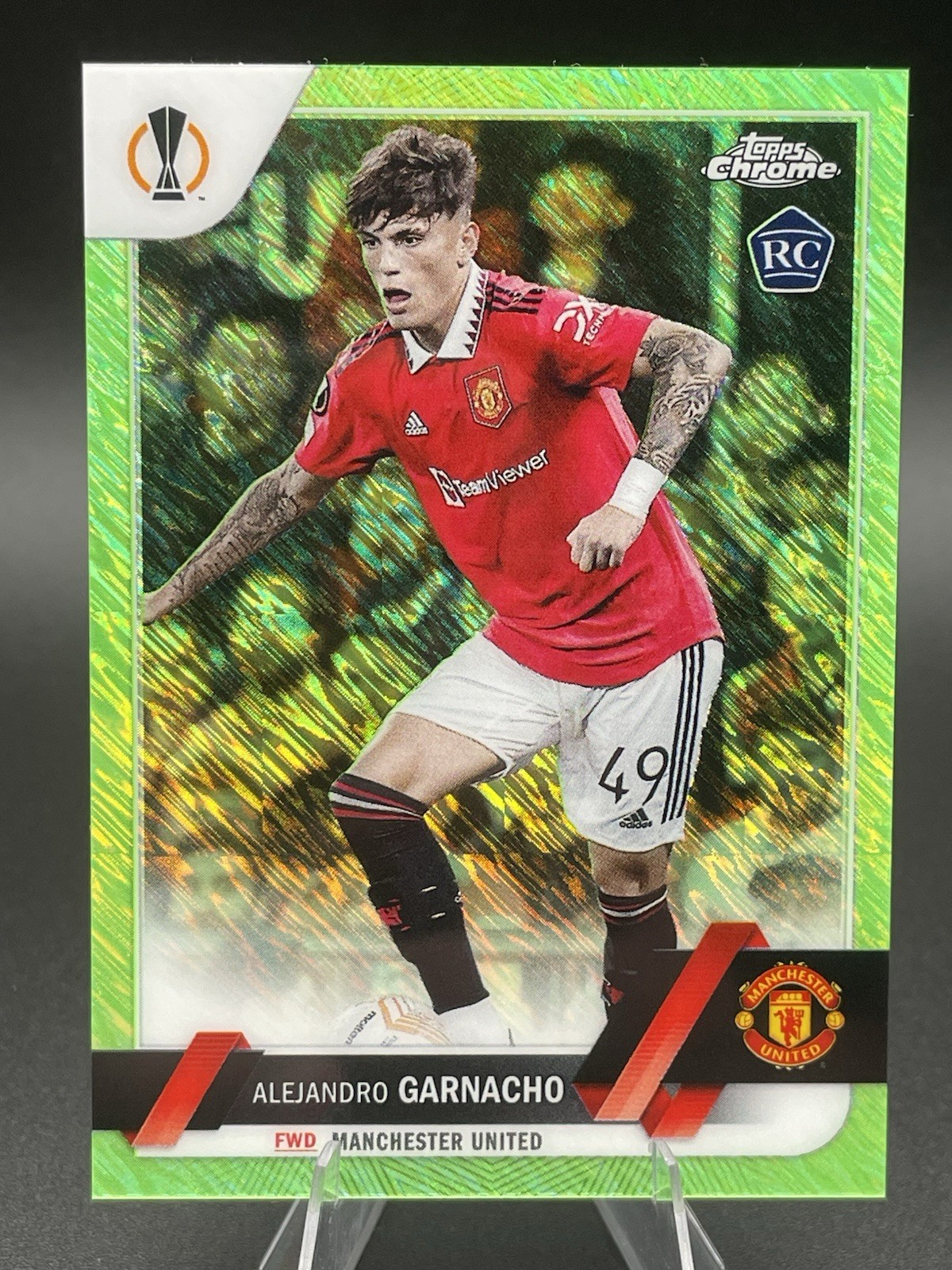 2022-23 Topps Chrome UEFA Club - Alejandro Garnacho #50 Neon Green Shimmer /399