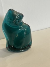 BLENKO CAT CERULEAN BLUE PAPERWEIGHT FIGURE 4...