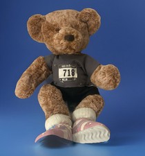 Russ Berrie Garvey Brown Adidas Teddy Bear Plush Stuffed Marathon 12  . SEE PHOTO