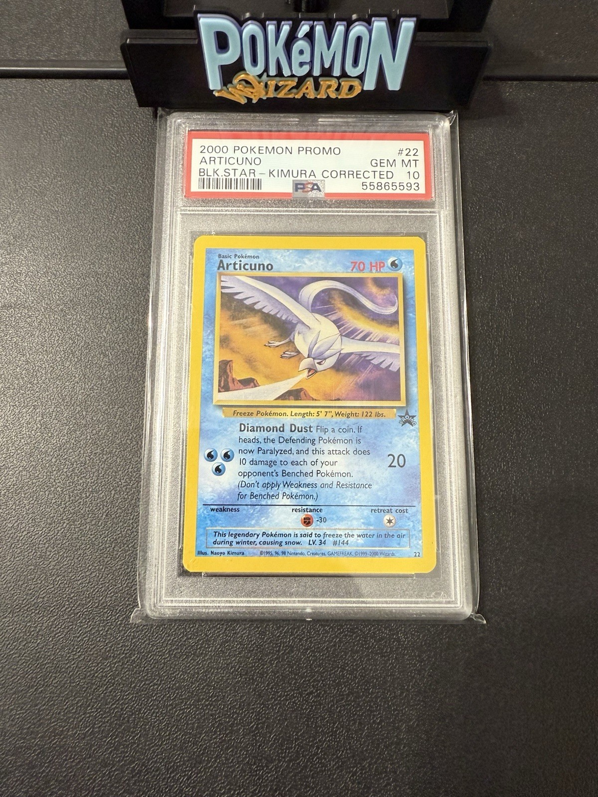 2000 POKEMON PROMO BLACK STAR NAOYO KIMURA CORRECTED #22 ARTICUNO PSA 10