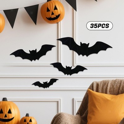 128Pcs Halloween 3D Bat PVC Wandaufkleber Schwarz Für Party Badezimmer
