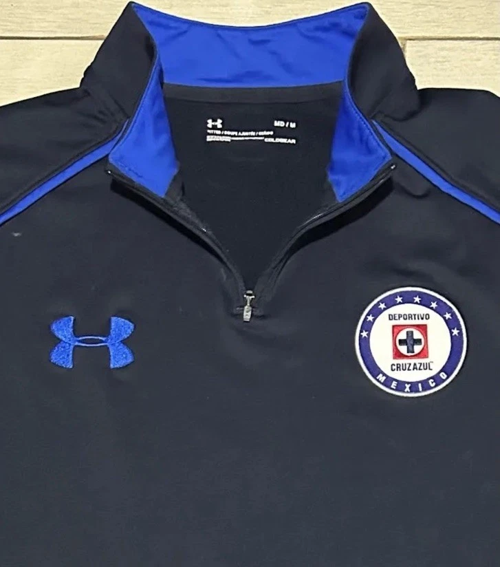 Under Armour Blue Cruz Azul Mexico Soccer Club Zip Front Track Jacket, Medium - Image 2 of 3