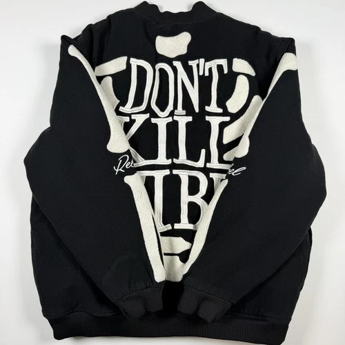 Rebel Minds Don't Kill My Vibe Skeleton Bones Melton Varsity Men Jacket XL image 20