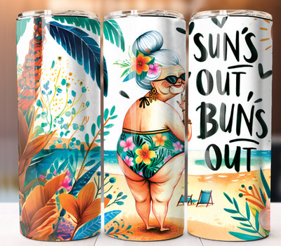 Beach Suns Out  Tumbler 20oz Cup Mug Stainless Steel Drinks cold hot Straw