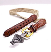 Brighton Elastic Braided Cord Stretch Belt w/ Croc - Brass Buckle