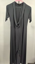 Quince Women Tencel Jersey Midi Wrap Dress Basic Sleeved Gray S