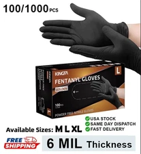 6 Mil Black Nitrile Gloves Heavy Duty Powder-Free Latex-Free New 100 / 1000
