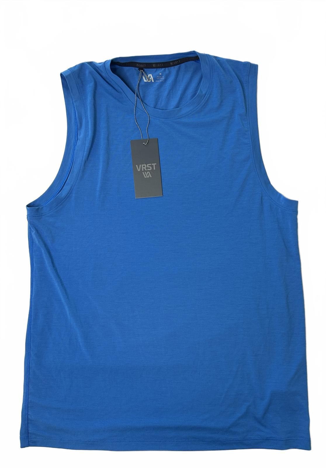 Camiseta sin mangas VRST azul icono sin mangas para hombre mediana nueva con etiquetas gimnasio fitness
