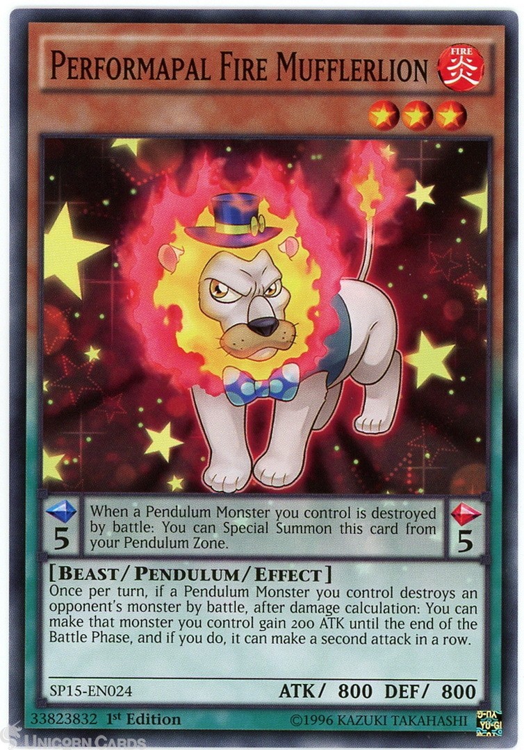 SP15-EN024 Performapal Fire Mufflerlion 1st edition Mint YuGiOh Card