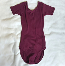 Girls Burgundy Short Sleeve Dance Leotard for Dancewear  Practice Costume