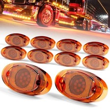 10-Pack LED Trailer Marker Turn Signal lights 9LED Dual Function Steady Amber