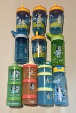 4 Zak Designs 15oz Bluey Tumbler, 2 butelki na wodę 16 uncji i 17 uncji, 3 naczynia trzepaczkowe